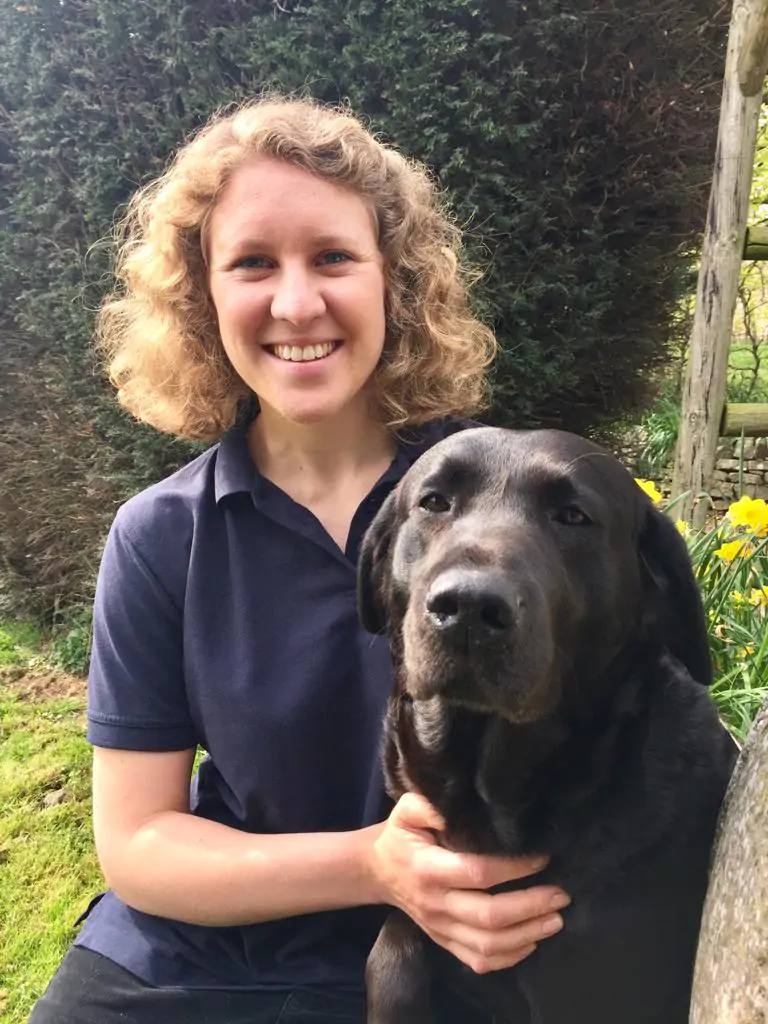 FirstVet's Dr Jessica May holding her dog